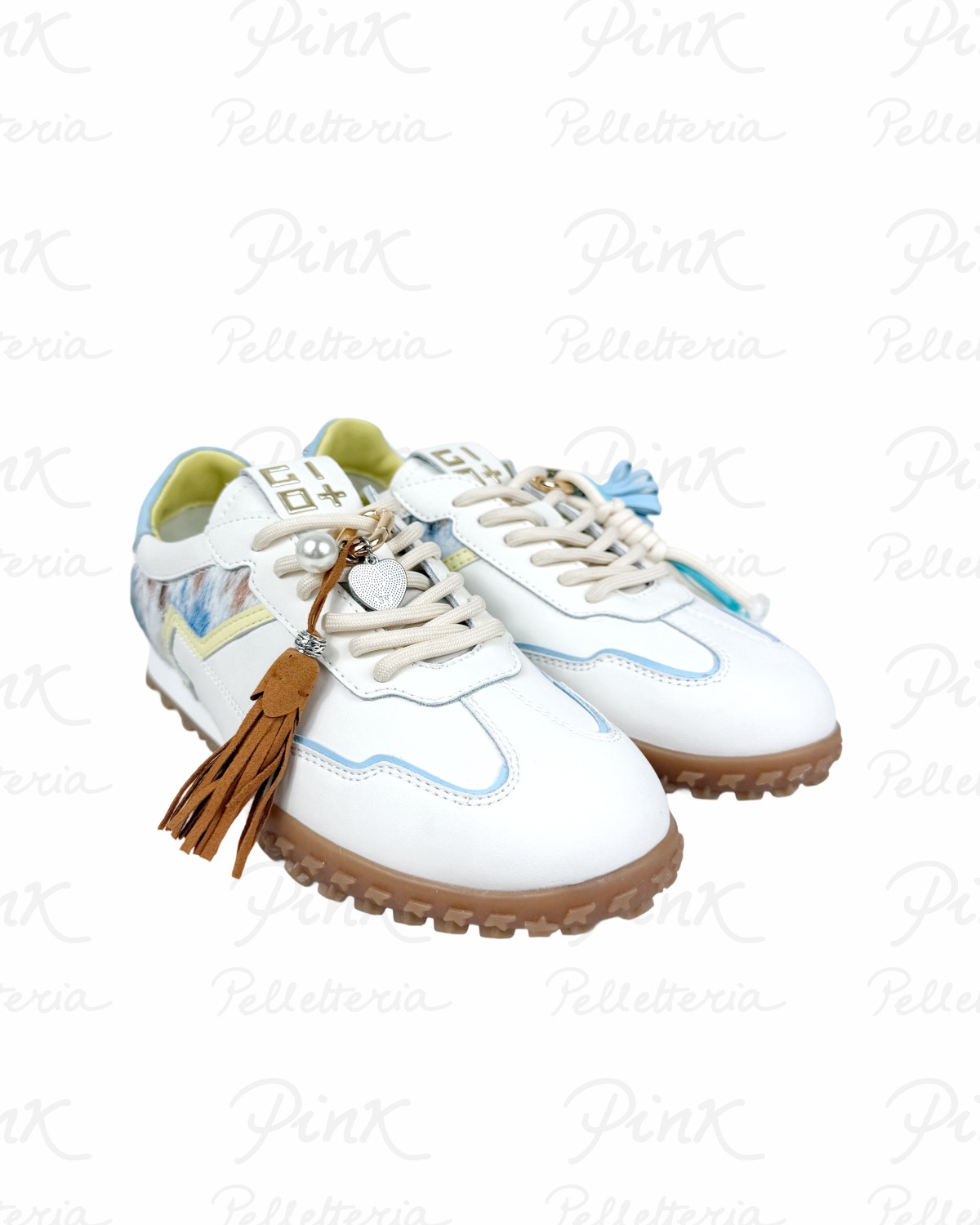 GIO+ Cielo Sneaker Flat Woman Charms Pelle CIELO06 Bianco + Cow.