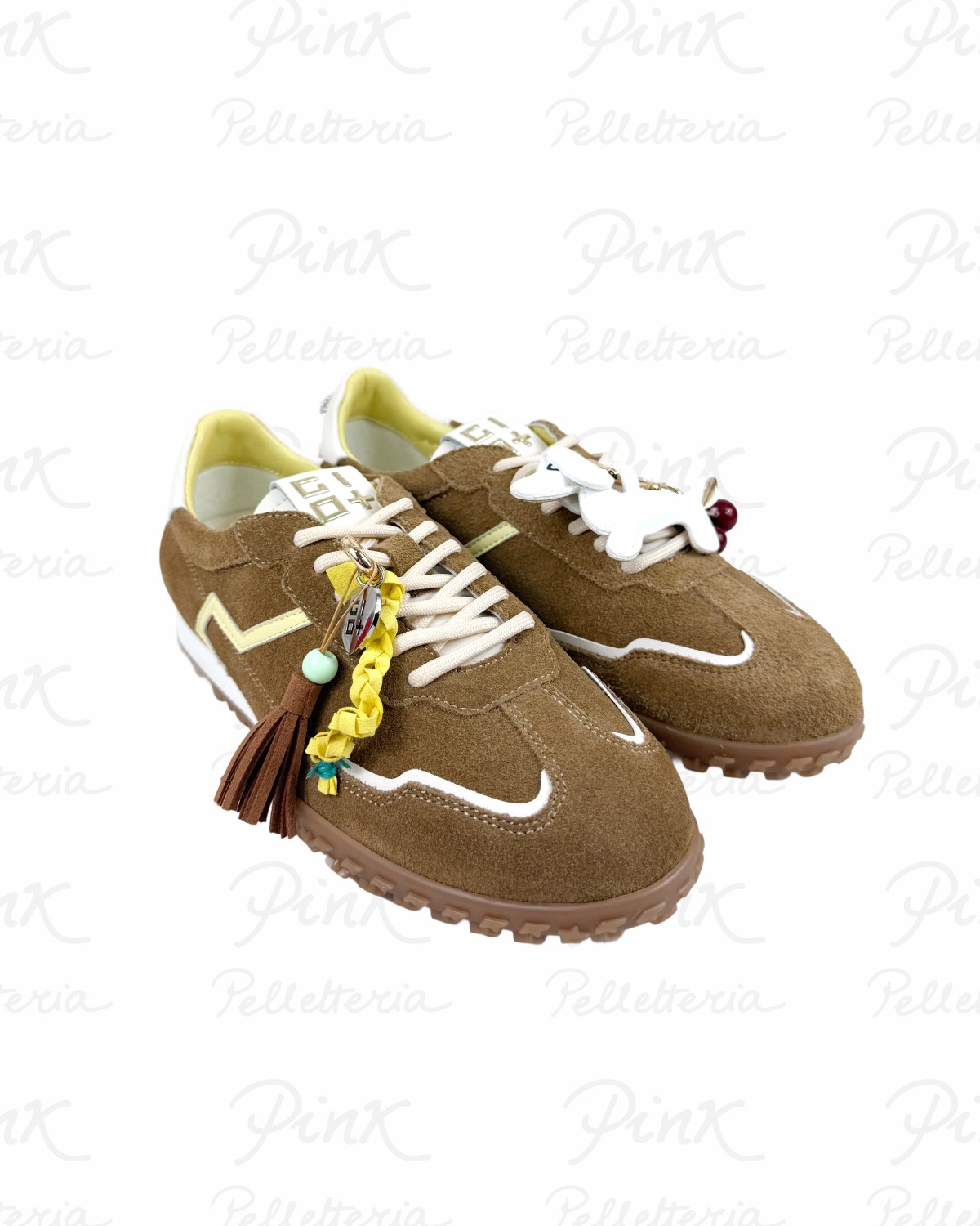 GIO+ Cielo Sneaker Flat Woman Charms Suede CIELO07 Brown.