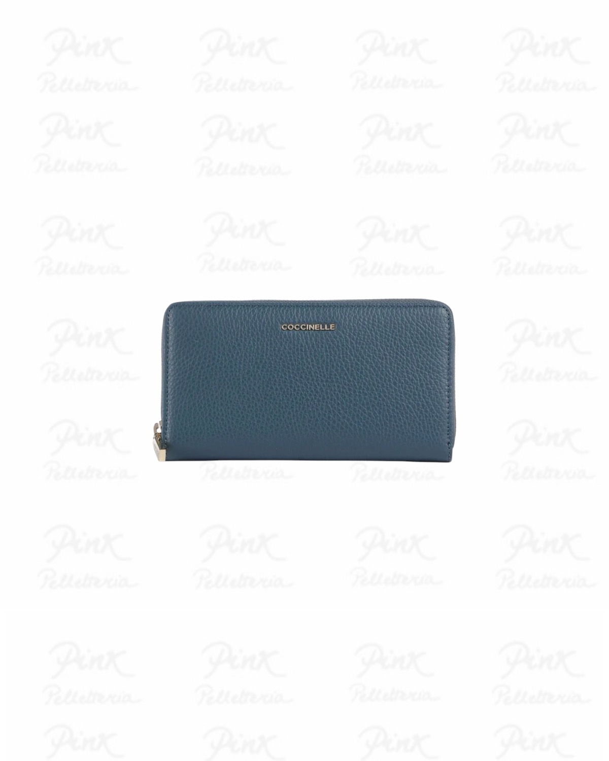 COCCINELLE Metallic Soft Portafoglio Zip Around in Pelle E2MW5113201 B27 Deep Blue