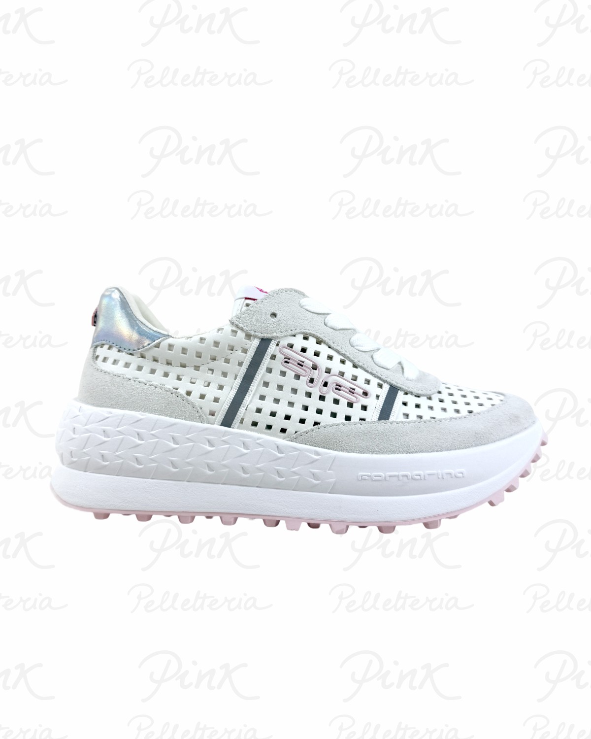 FORNARINA Double Run Sneaker Traforata Old White.