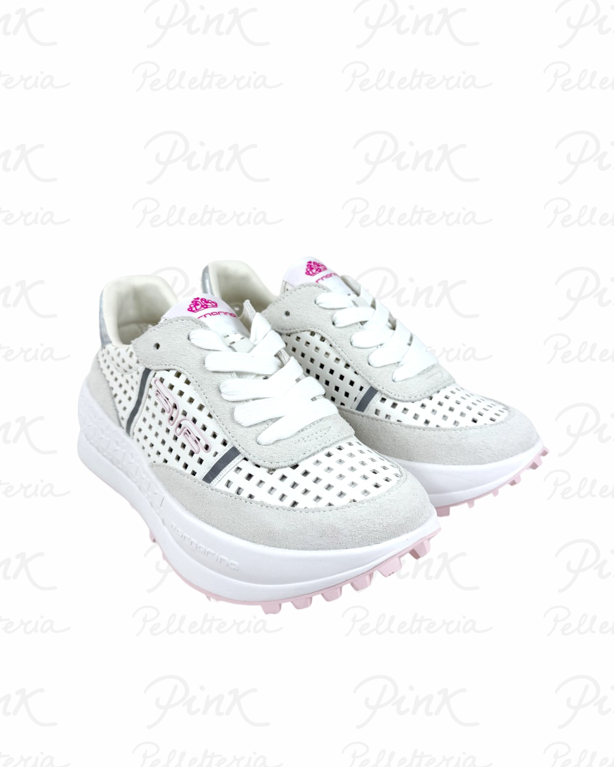 FORNARINA Double Run Sneaker Traforata Old White.