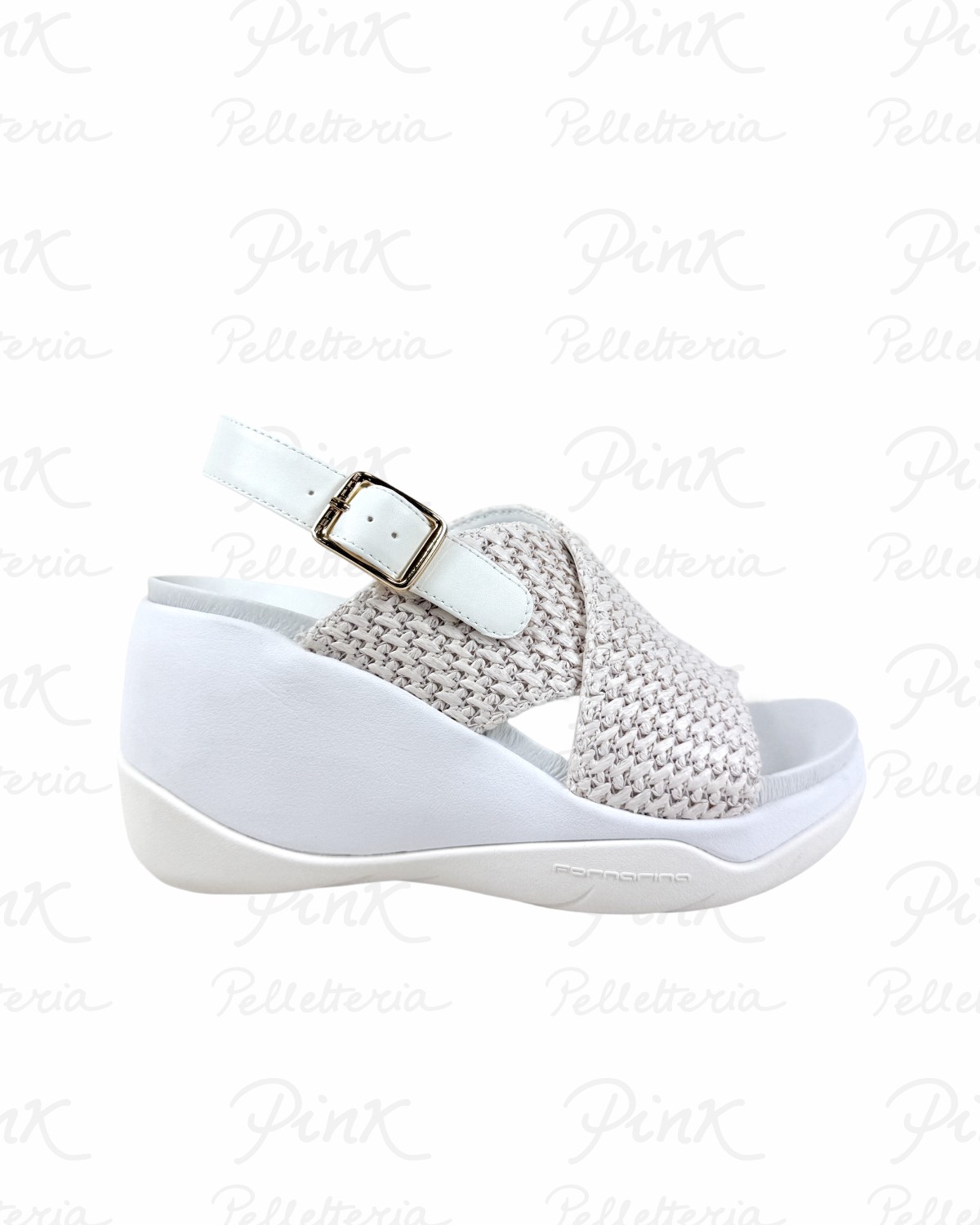 FORNARINA Power Woods Raffia Sandalo Zeppa White