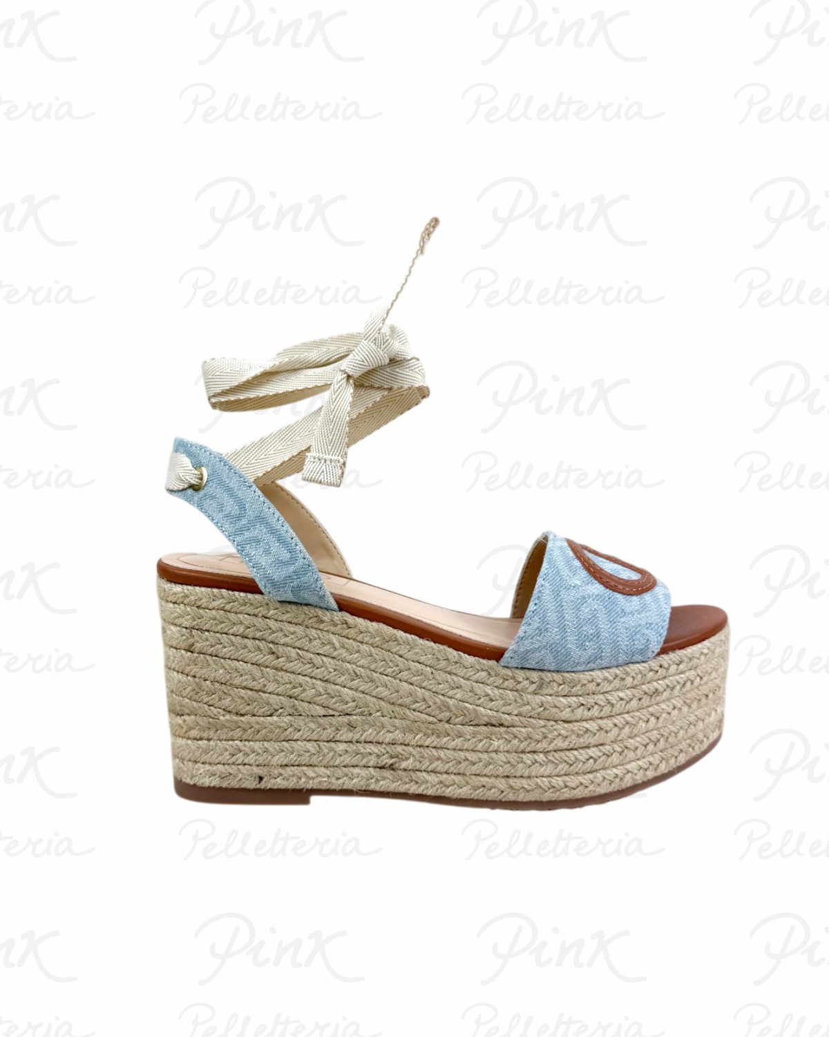 LIU JO Bali 02 Sandal Monogram Denim SA6085TX523S1106 Light Blue.
