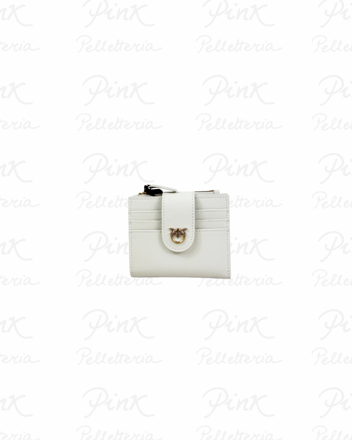 PINKO Multi Purpose Portafoglio Piccolo + Portacarte Vitello Seta 103610-A0F1-C50Q Beige Grigio-Antique Gold