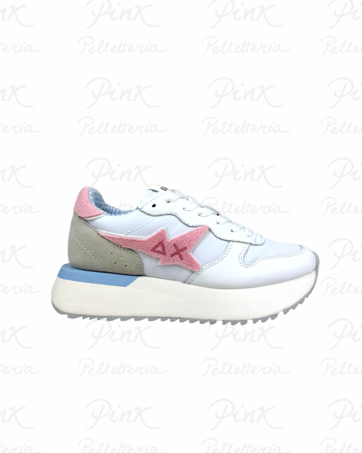 SUN68 Big Stargirl Spongee Logo Sneaker Donna BZ36222 0104 BiancoRosa.