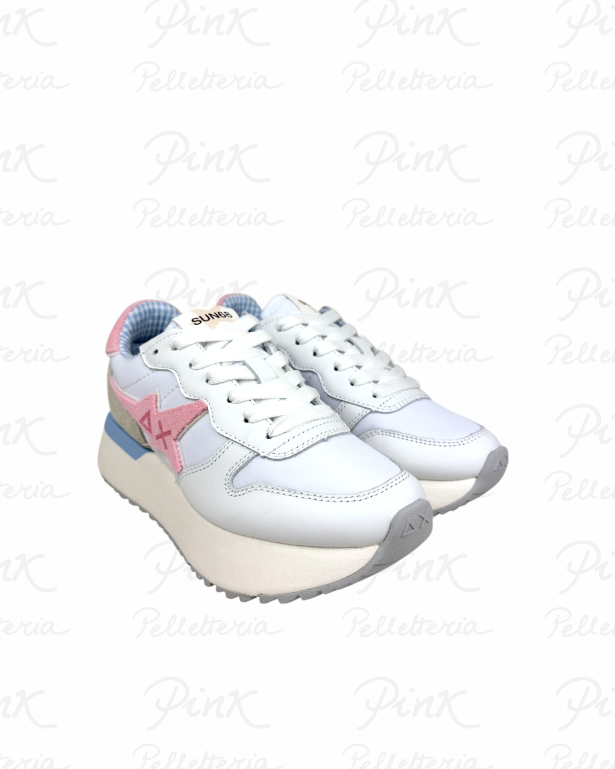 SUN68 Big Stargirl Spongee Logo Sneaker Donna BZ36222 0104 BiancoRosa.