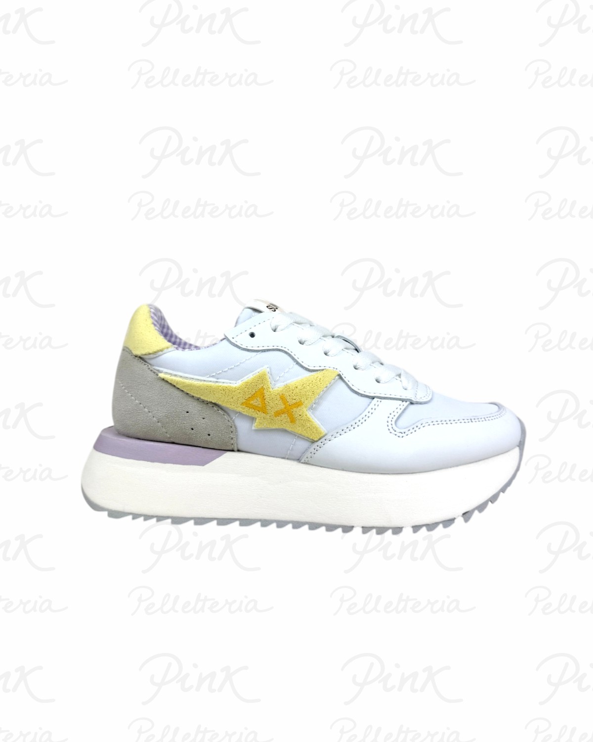 SUN68 Big Stargirl Spongee Logo Sneaker Donna BZ36222 0132 BiancoGiallo Limone.