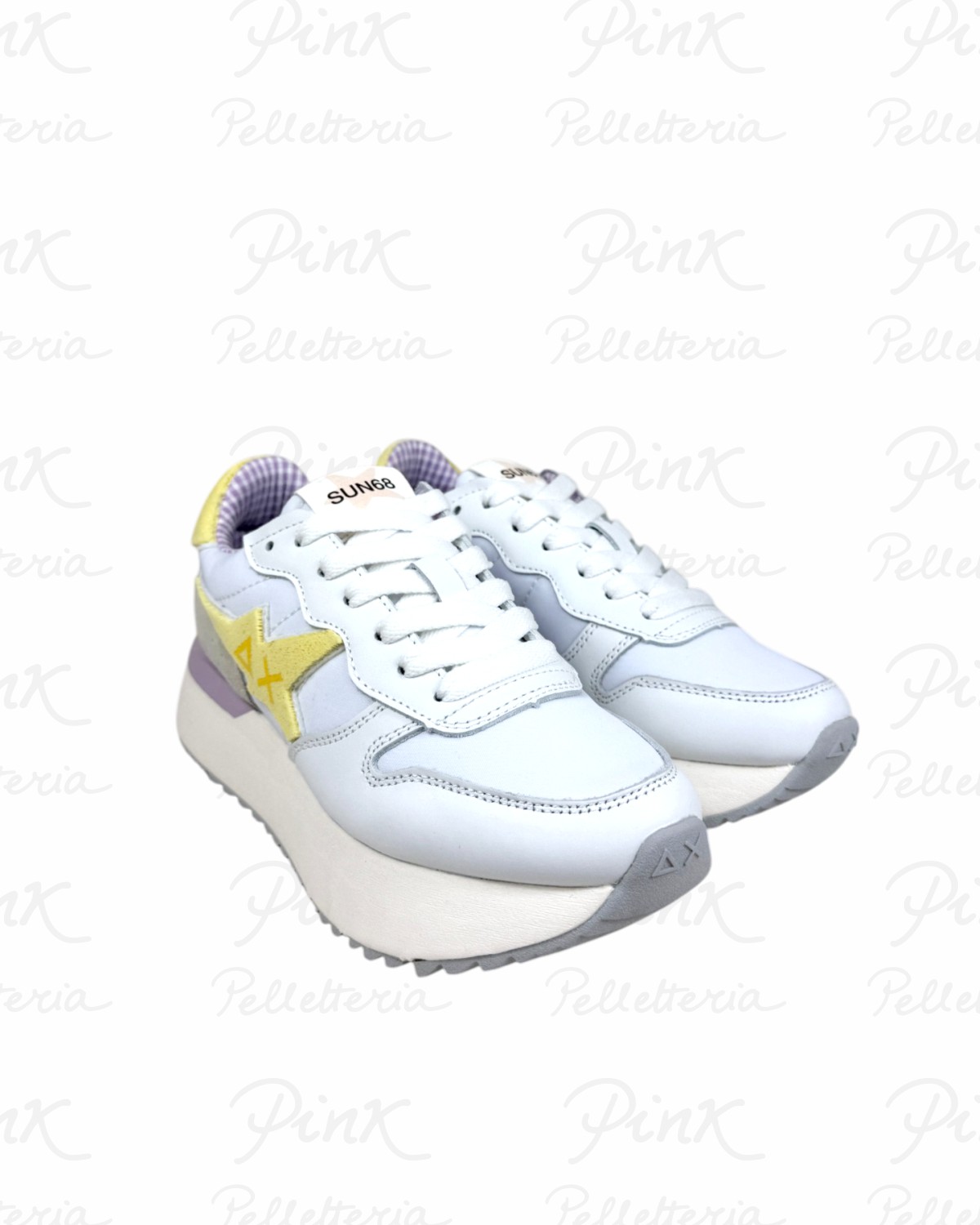 SUN68 Big Stargirl Spongee Logo Sneaker Donna BZ36222 0132 BiancoGiallo Limone.