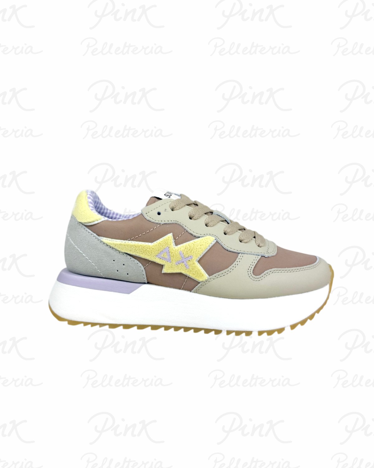 SUN68 Big Stargirl Spongee Logo Sneaker Donna BZ36222 16 Beige.