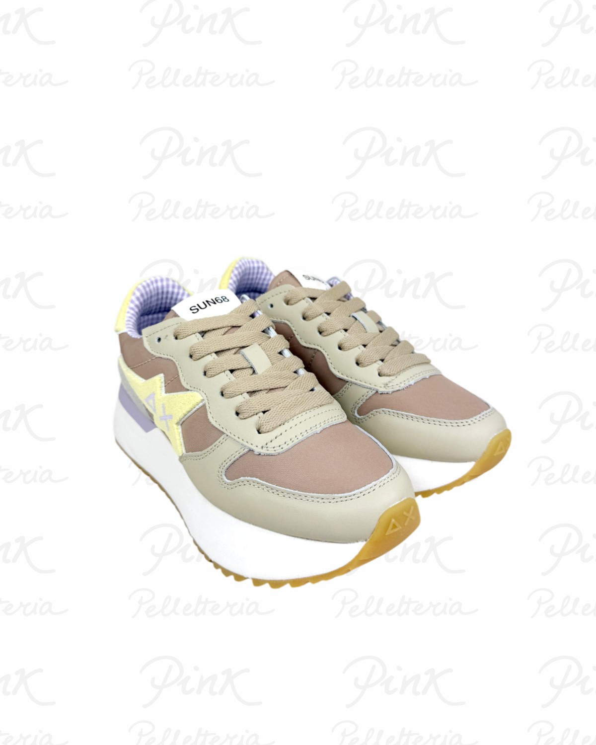 SUN68 Big Stargirl Spongee Logo Sneaker Donna BZ36222 16 Beige.