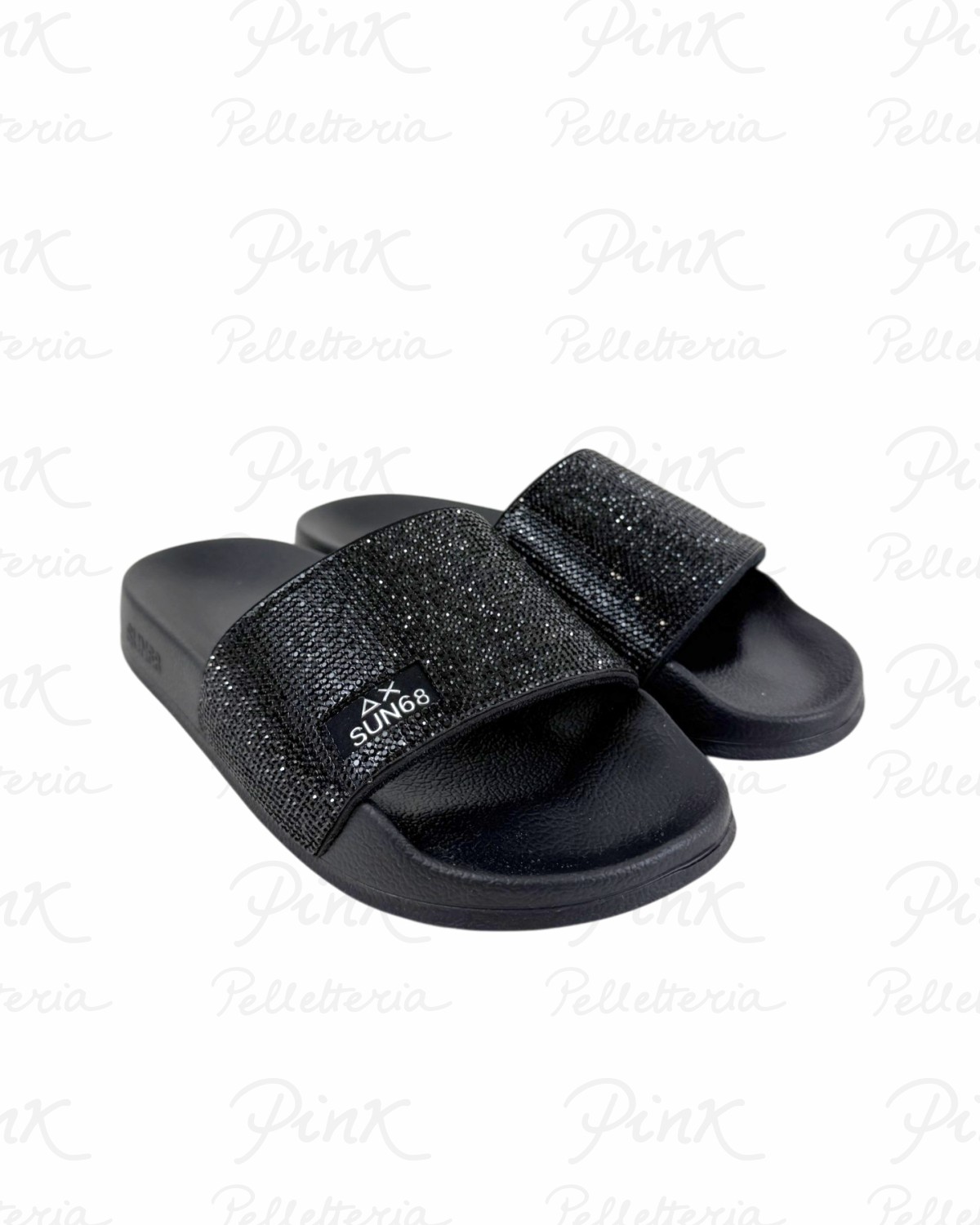 SUN68 Woman Slippers Strass Beach BX36202-11 Nero.