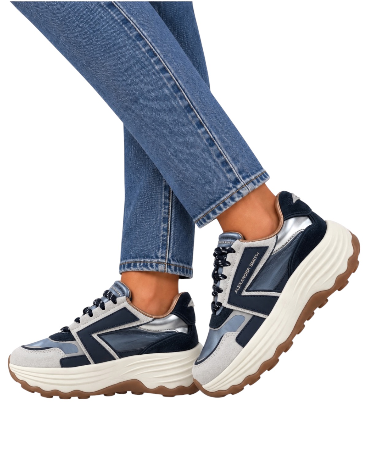ALEXANDER SMITH Windsor Woman Sneaker ASBEWSW-2195-FDA Off White/Dark Avio - immagine 2
