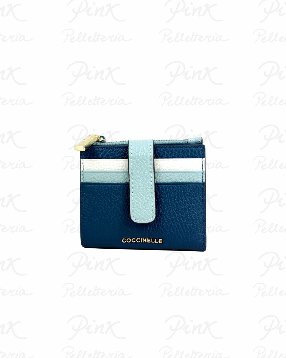 COCCINELLE Metallic Tricolor Portacarte in Pelle E2M1011F701-344 DeepAquamPearl