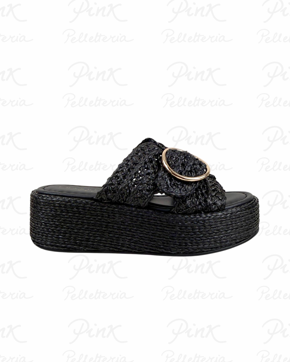EMANUELLE VEE Ciabattone Rafia 461M-202-10-SL Black.
