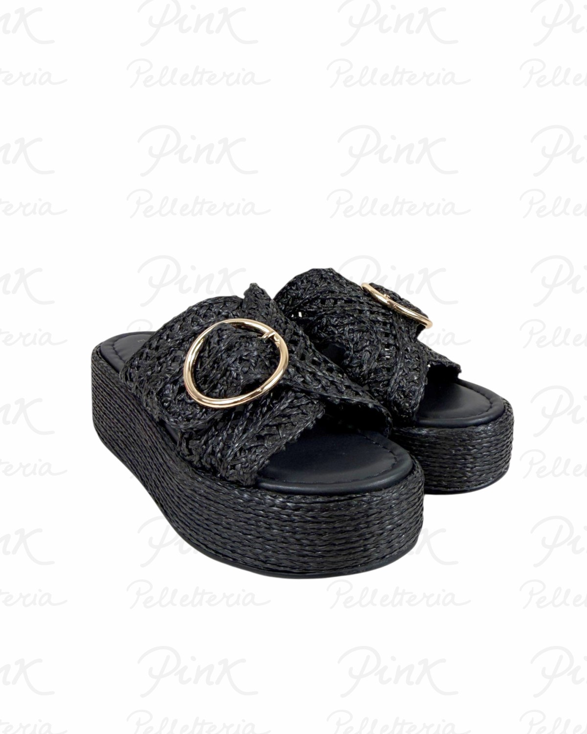 EMANUELLE VEE Ciabattone Rafia 461M-202-10-SL Black.