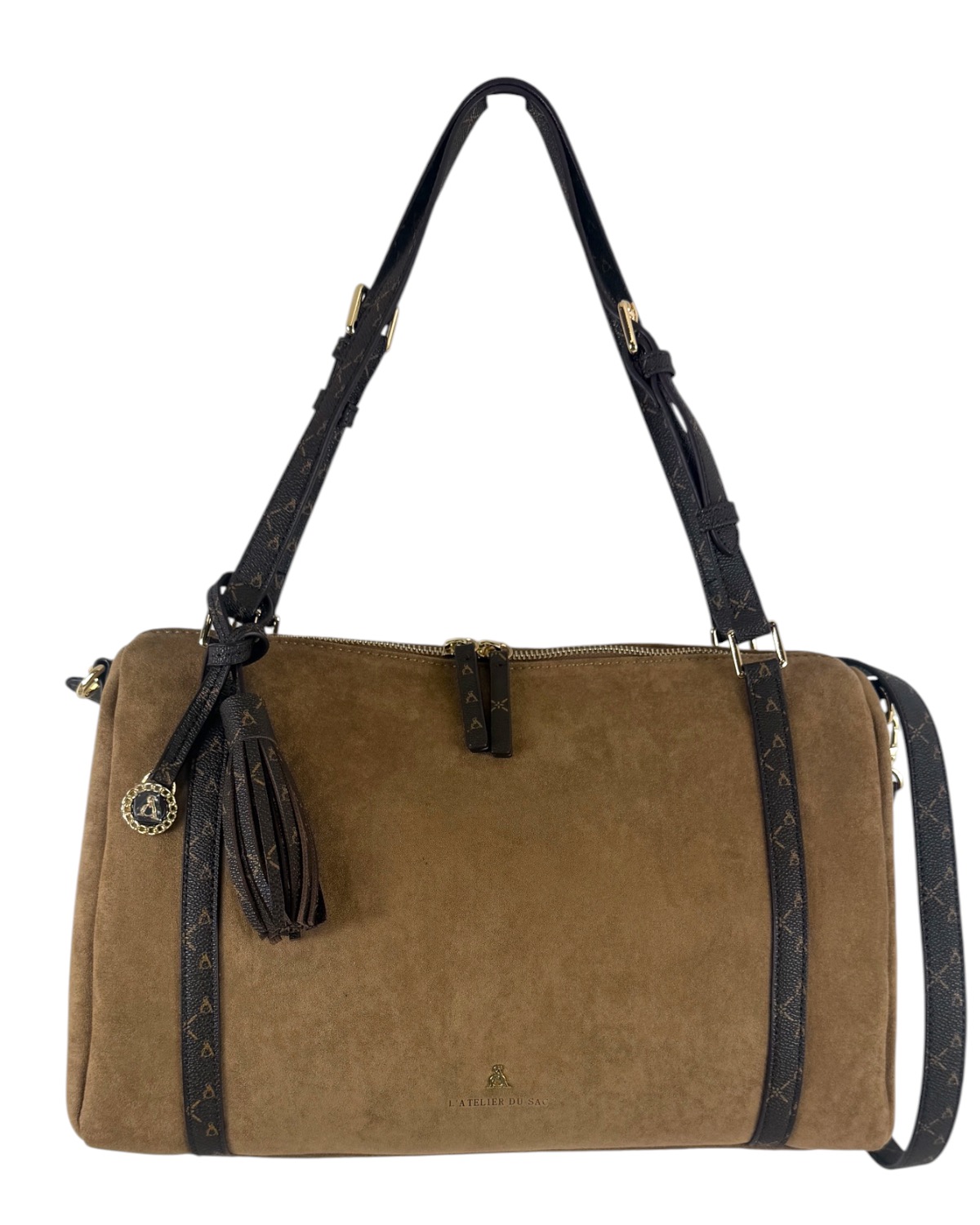 L'ATELIER DU SAC Milady Shoulder Bag Charles Suede 20555-MIL-W6B Tan