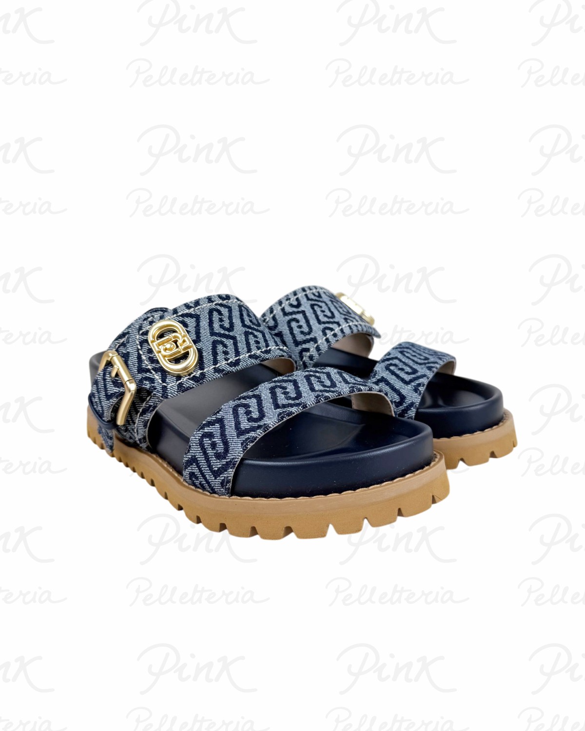 LIU JO Livia 02 Sandal Monogram Denim SA6109TX52394013 Dark Blue.