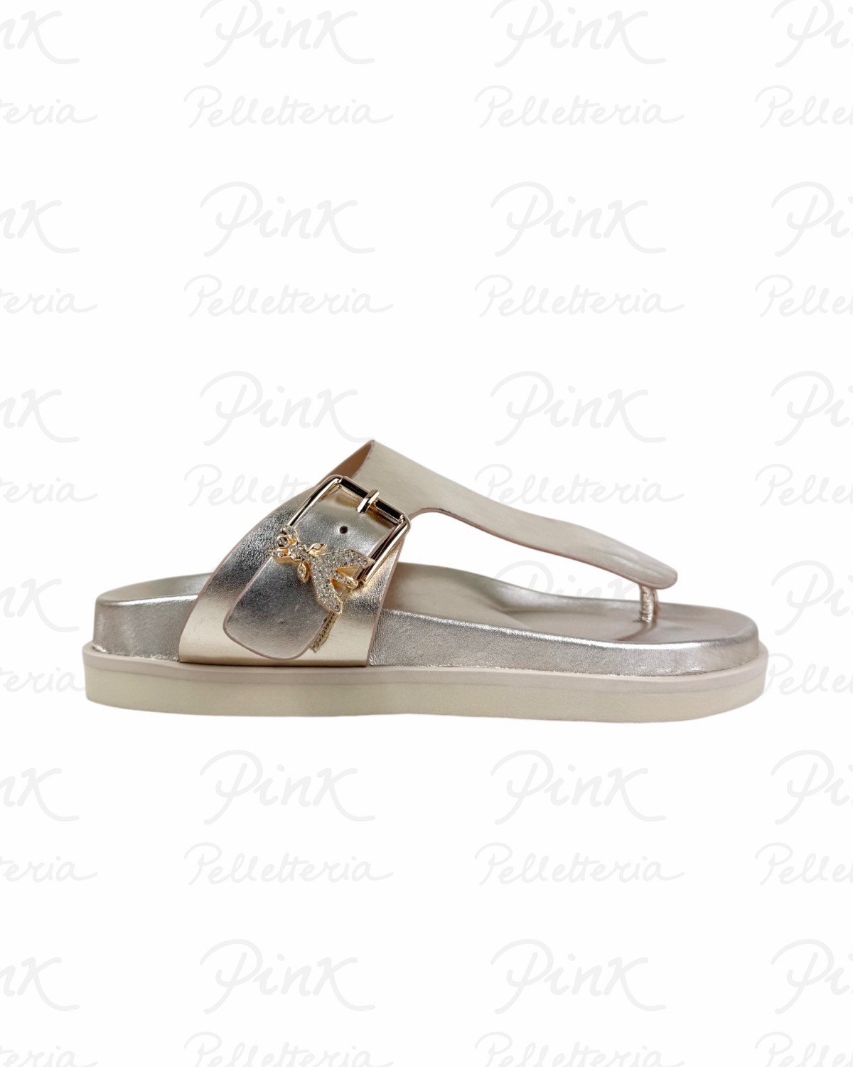 PATRIZIA PEPE Flybirklux Infradito PJ405.27 Laminato Platino