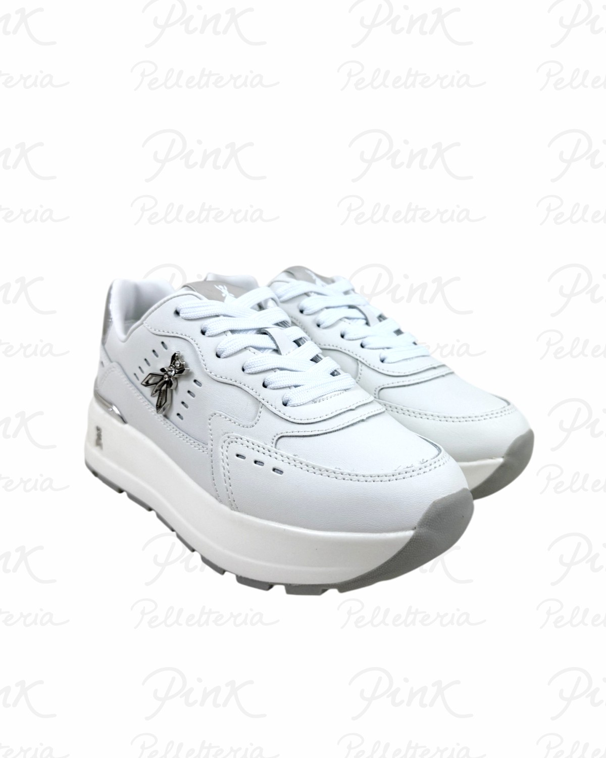 PATRIZIA PEPE Flyhirunner Sneaker PJ366.30 BiancoArgento