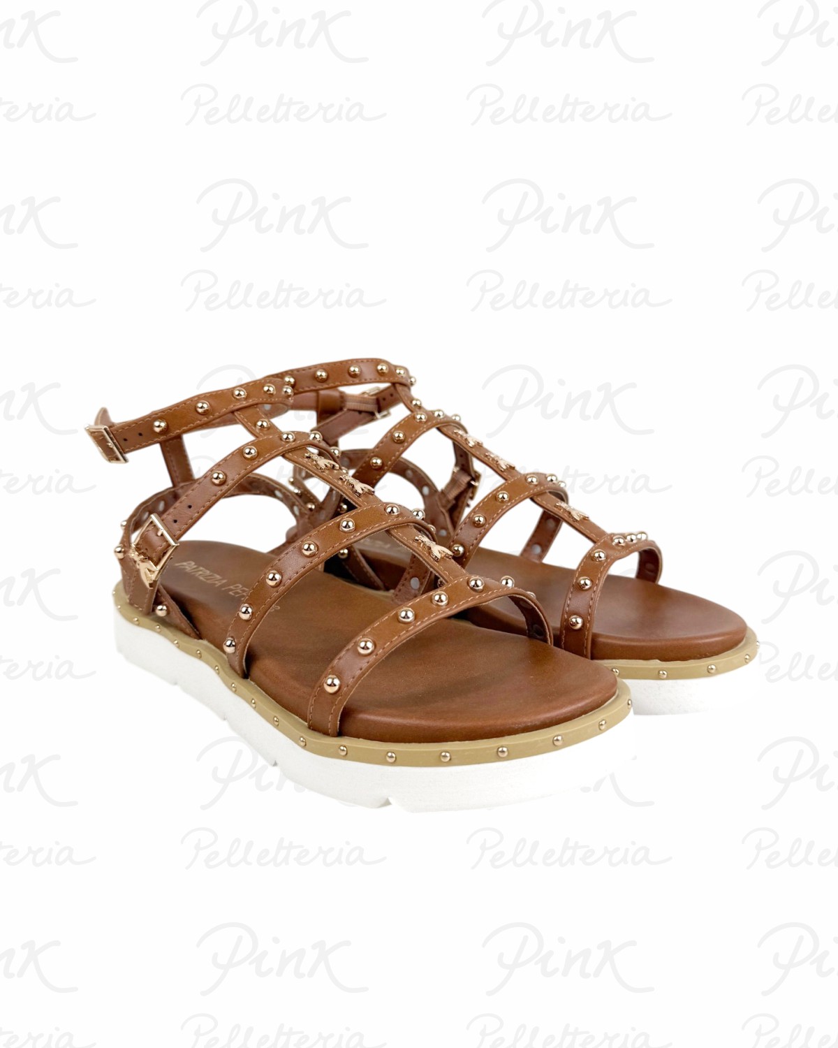 PATRIZIA PEPE Flymicro Sandalo Alto Borchie PJ398.24 Cuoio