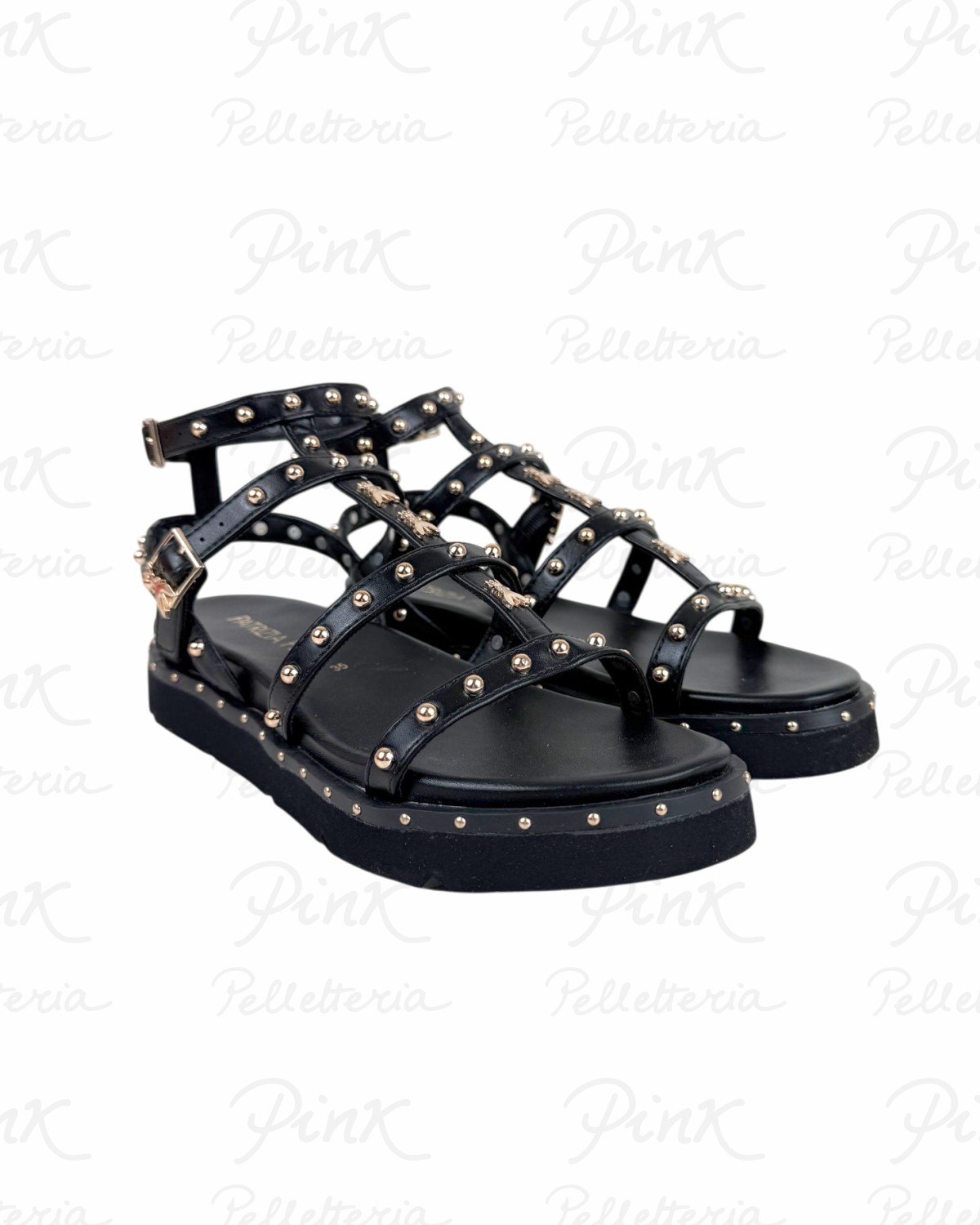 PATRIZIA PEPE Flymicro Sandalo Alto Borchie PJ398.31 Nero