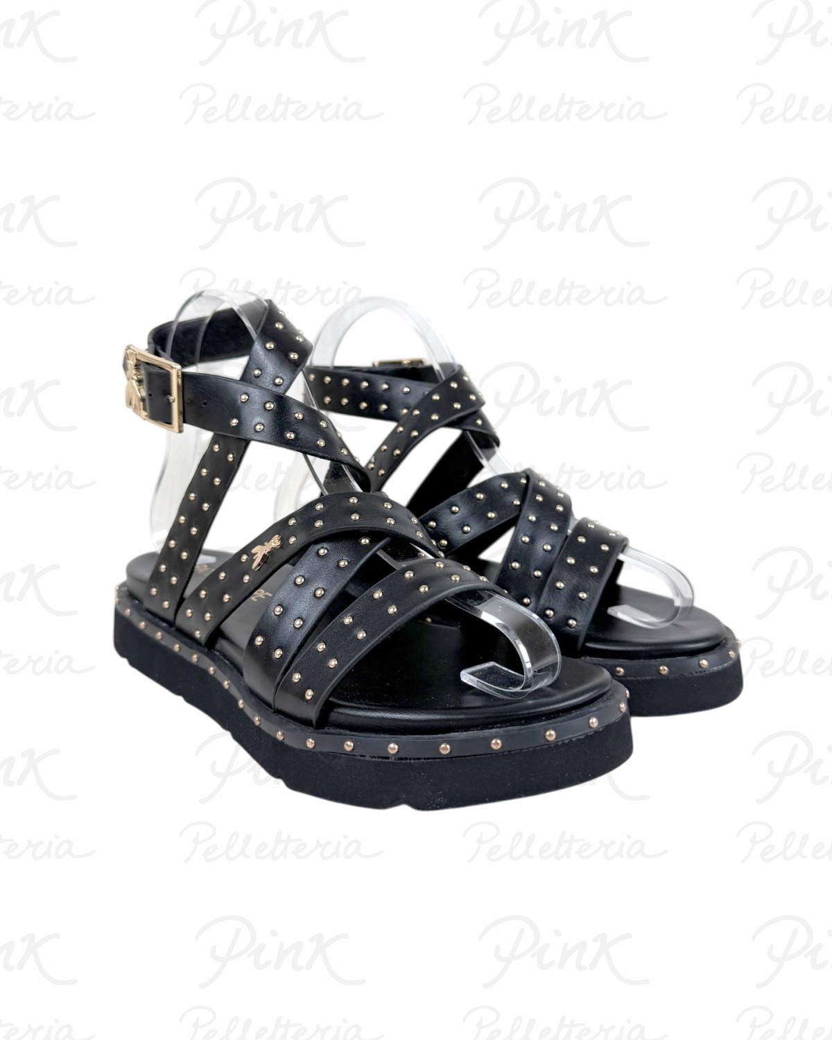 PATRIZIA PEPE Flymicro Sandalo Incrocio Borchie PJ397.31 Nero