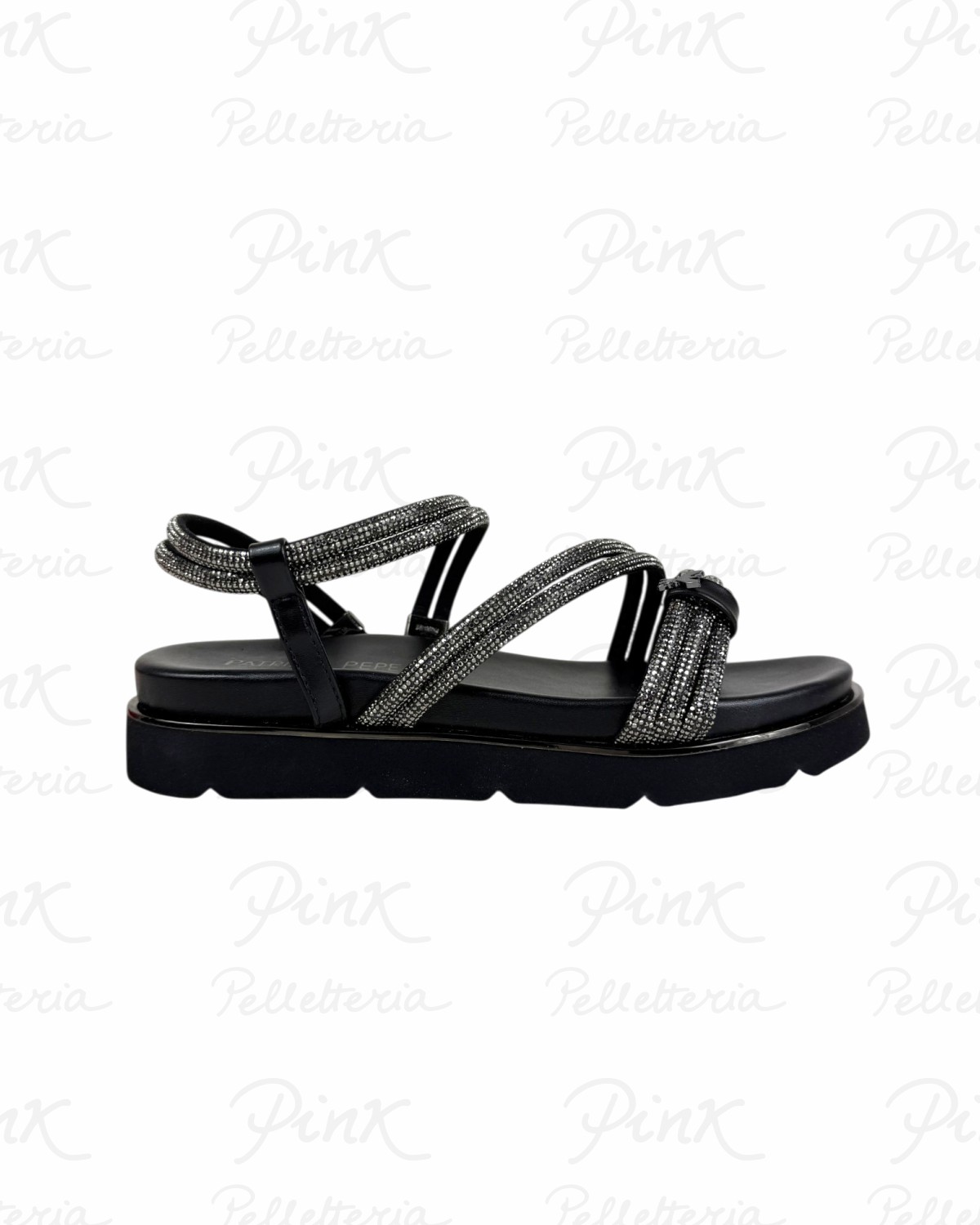 PATRIZIA PEPE Flymicro Sandalo Strass PJ401.01 Nero