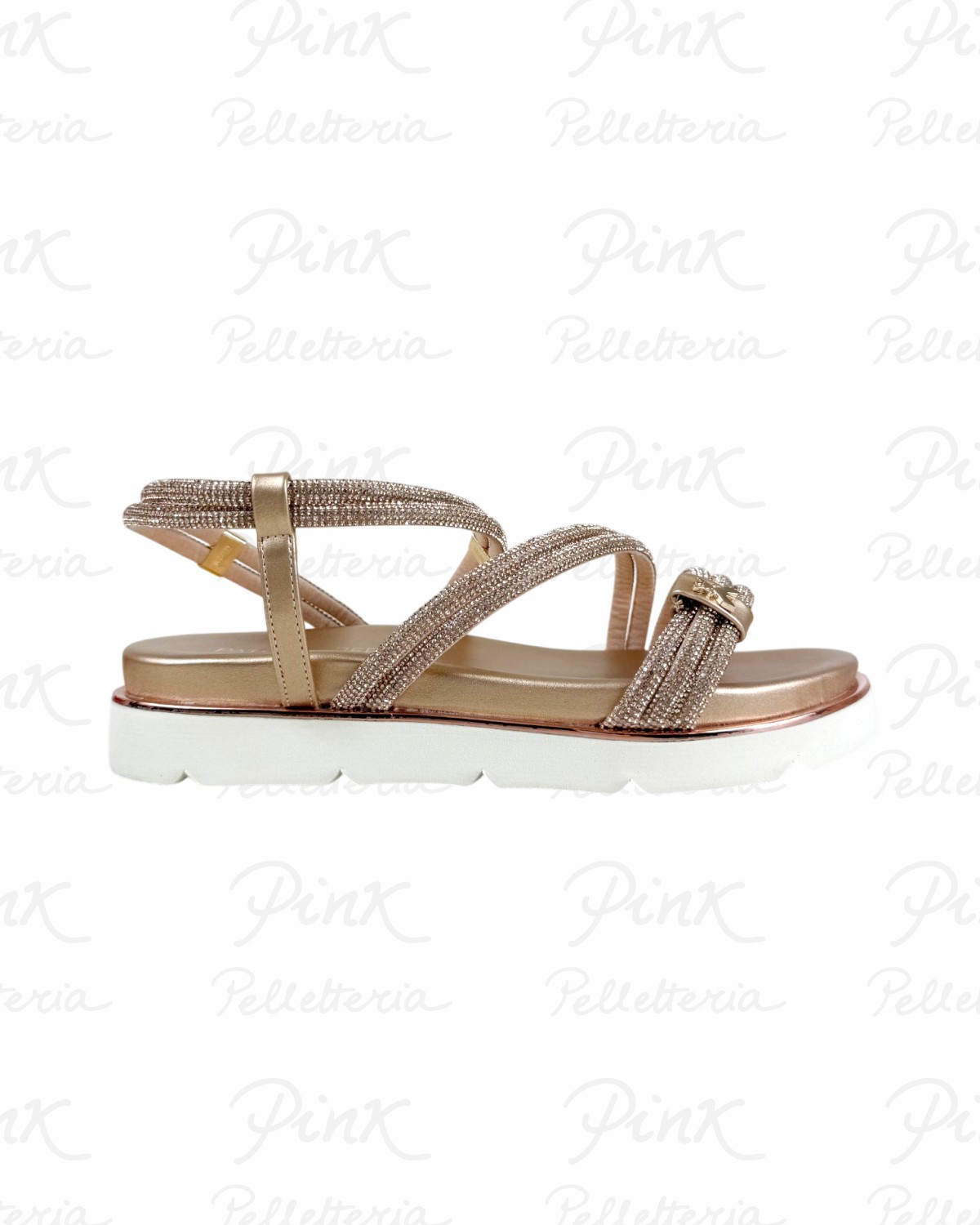 PATRIZIA PEPE Flymicro Sandalo Strass PJ401.21 Champagne