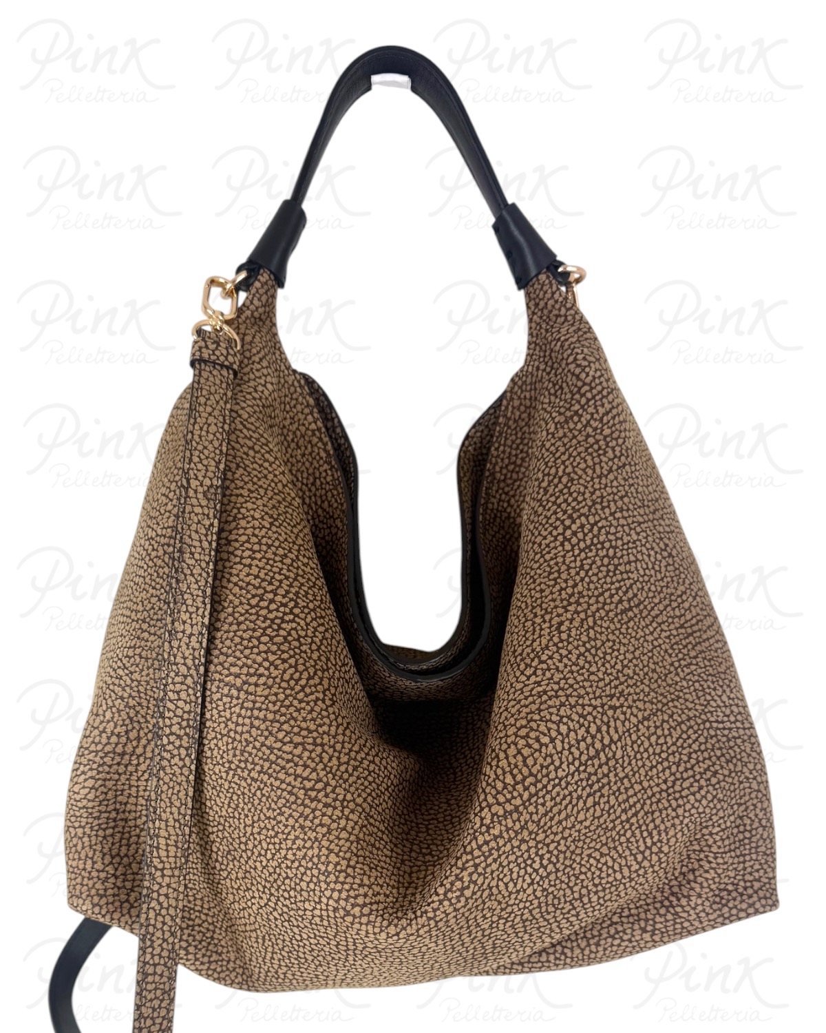 BORBONESE Plie Borsa Hobo Small C/T 910103740299 280 Cumino-Ebano