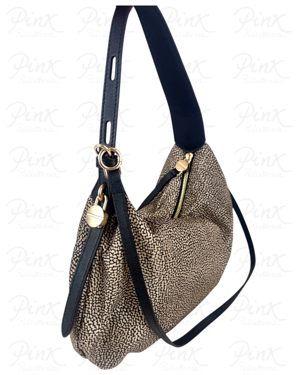 BORBONESE Prive Borsa Hobo S. C/T 91010364AH1 X11 Op Naturale/Nero - immagine 2