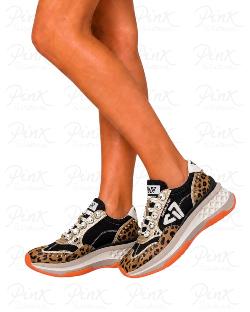 EMANUELLE VEE Arcade Sneaker Strass 462P-101-14-P178K Leo/Black