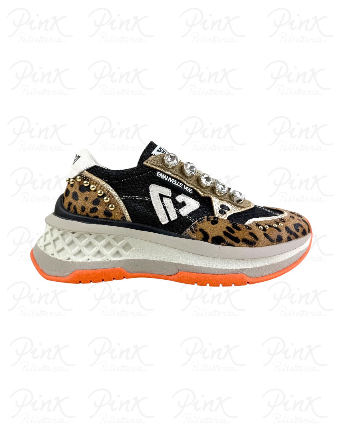 EMANUELLE VEE Arcade Sneaker Strass 462P-101-14-P178K Leo/Black