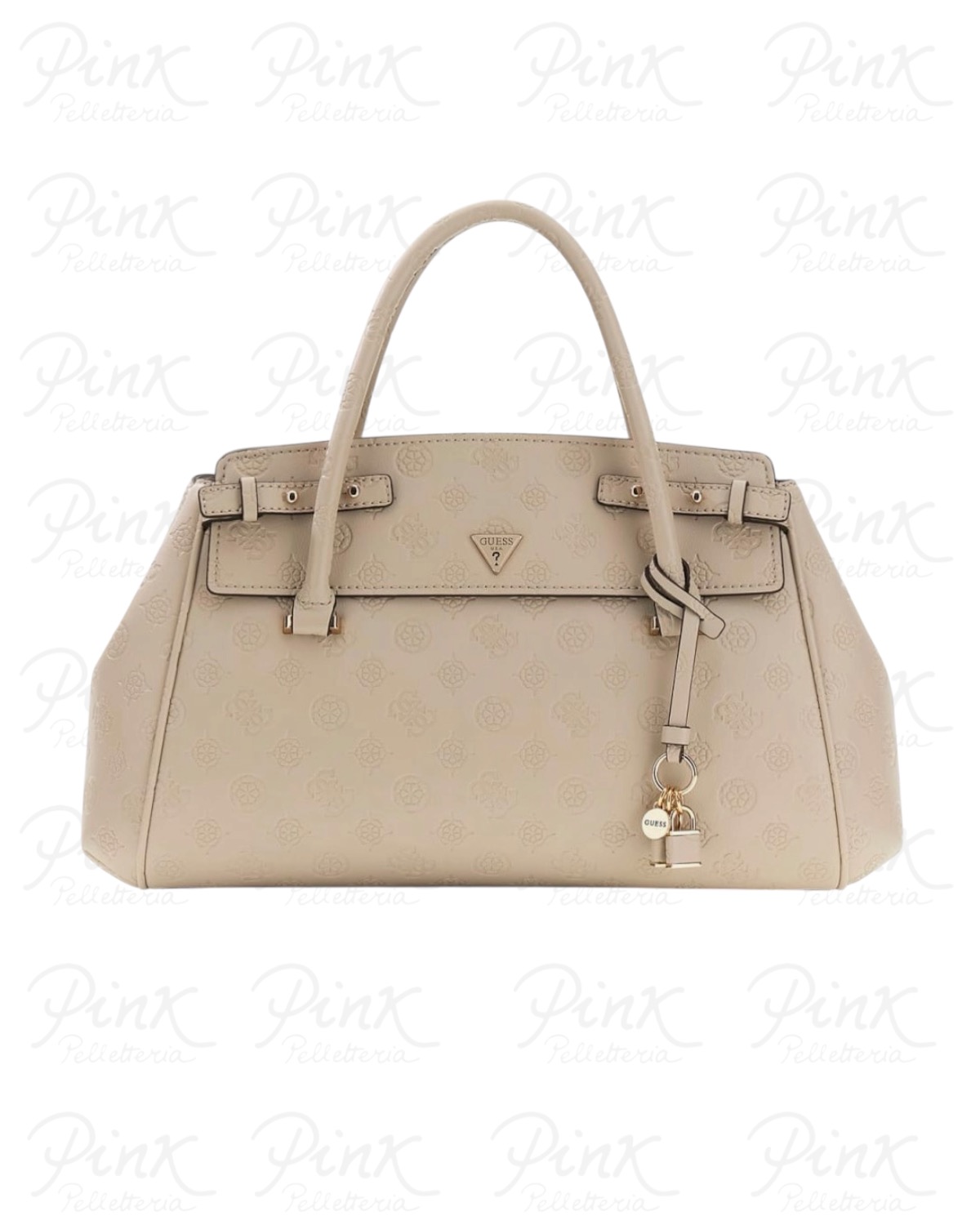 GUESS Diana 3 Compartment Satchel HWPD9727060 LUG Light Taupe Logo