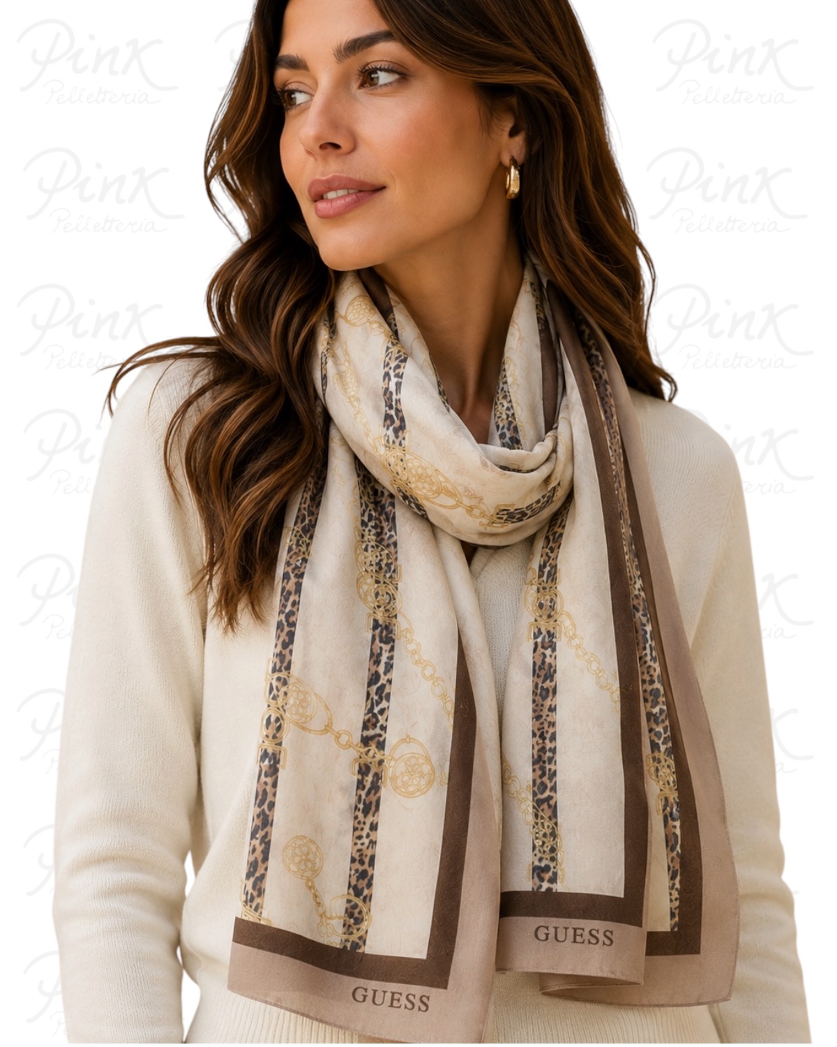GUESS Printed Scarf AW5532VIS03 LTA Light Taupe - immagine 2