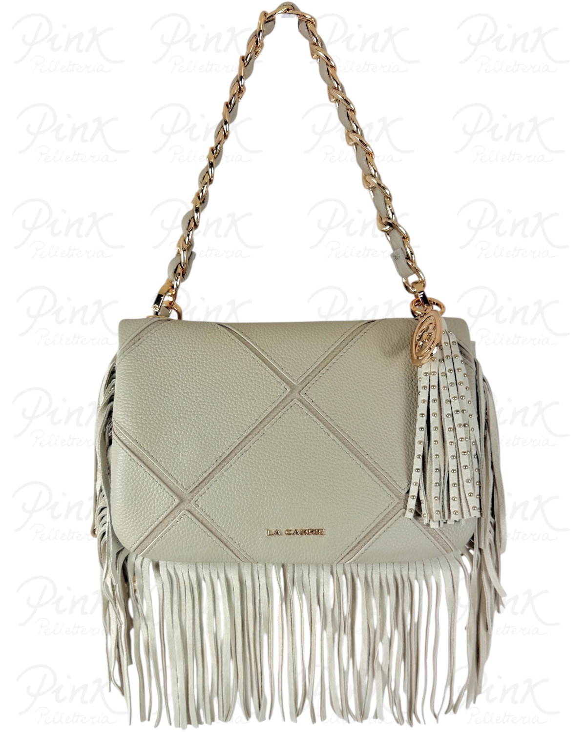 LA CARRIE Isabel With Fringes Shoulder Bag M. 162P-BZ-348-TBL Ivory