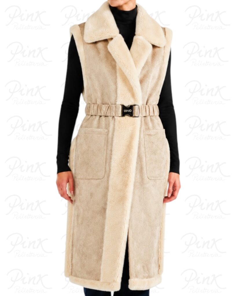 LIU JO Fake Montone Gilet Double 2F6050T0300 00192 Burro