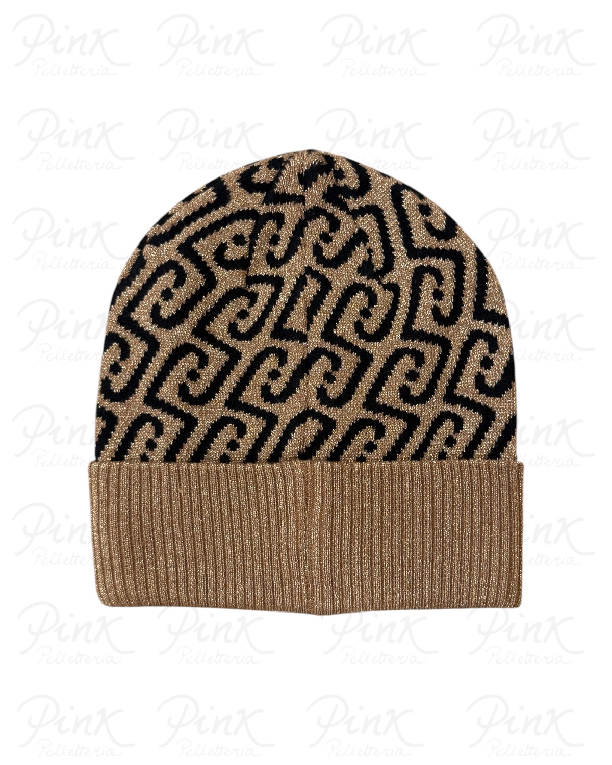 LIU JO Logo Beanie Jacquard 2F6017M0300 00417 Cammello/Nero - immagine 2