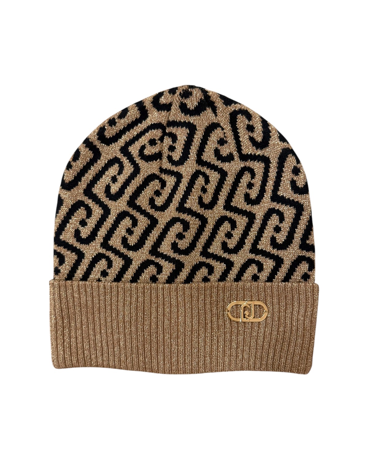 LIU JO Logo Beanie Jacquard 2F6017M0300 00417 Cammello/Nero