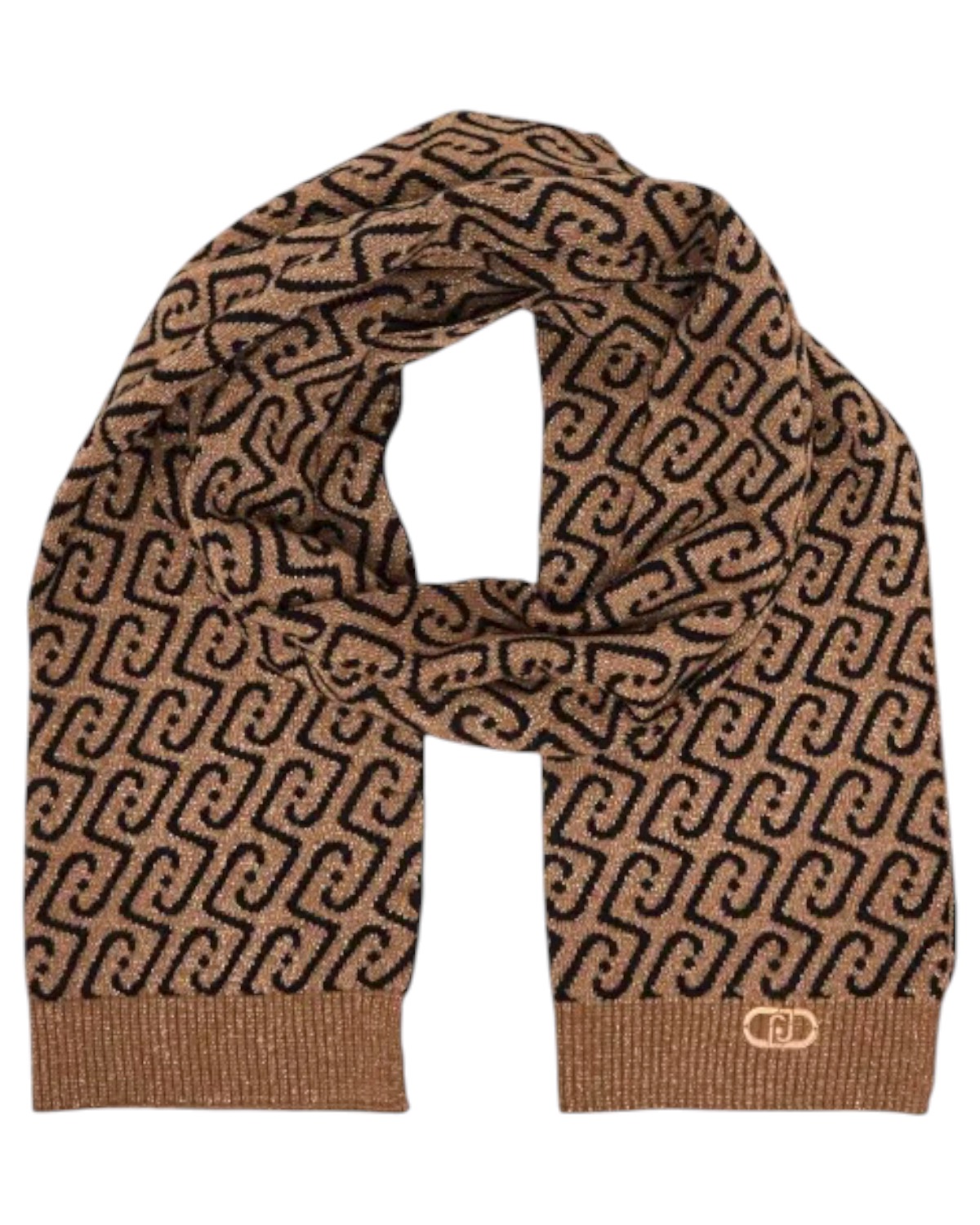 LIU JO Logo Sciarpa Jacquard 2F6016M0300 00417 Cammello/Nero
