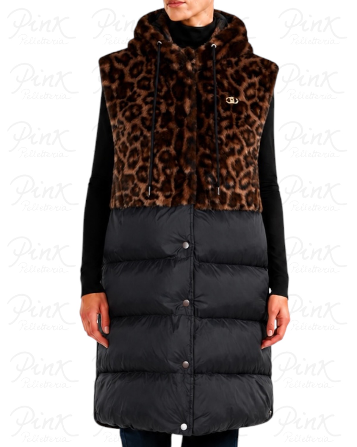 LIU JO Nylon Gilet 2F6052T0300 D5266 Animalier/Black