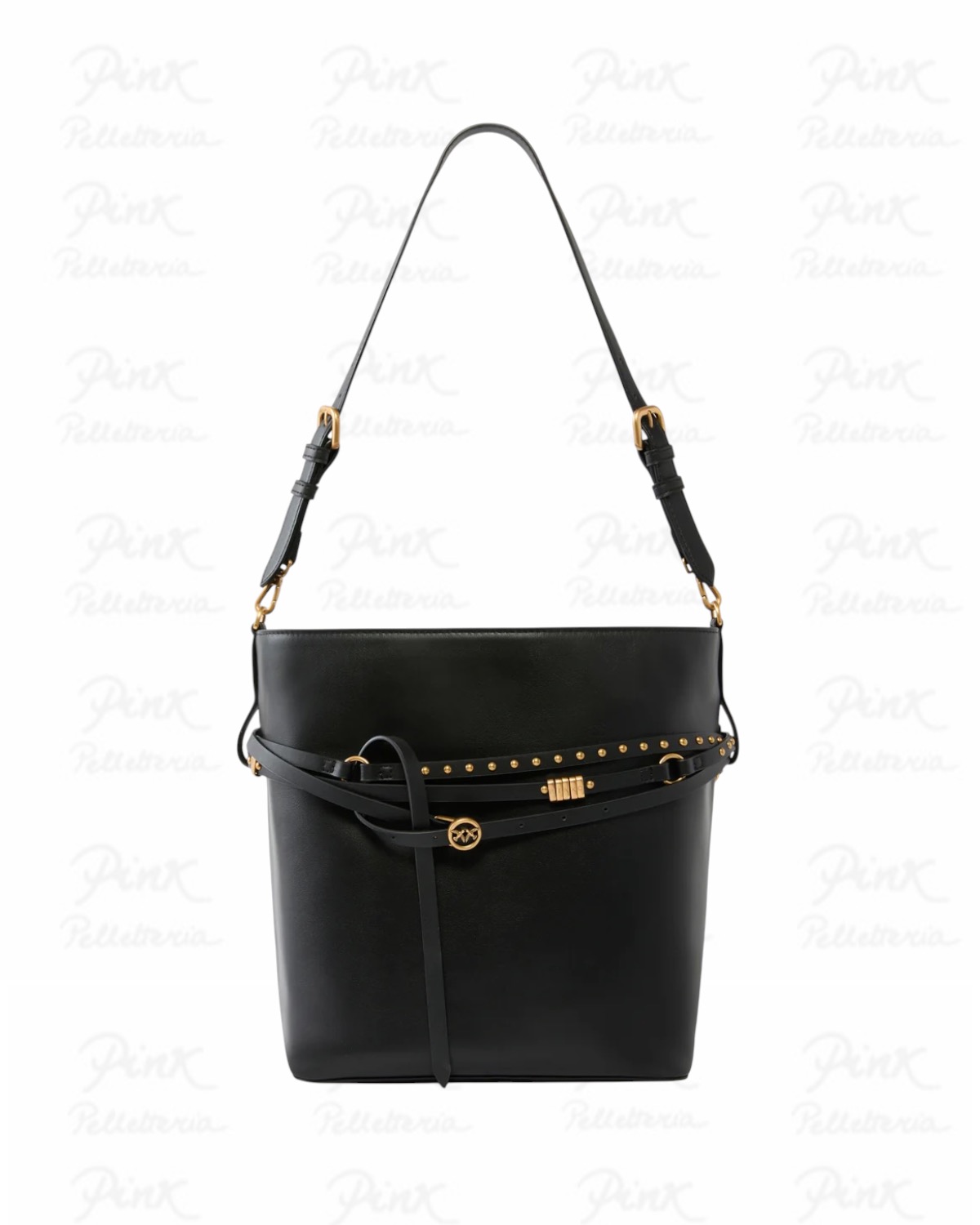 PINKO Bucket Belt Classic 106339-A0QO-Z99Q Nero-Antique Gold