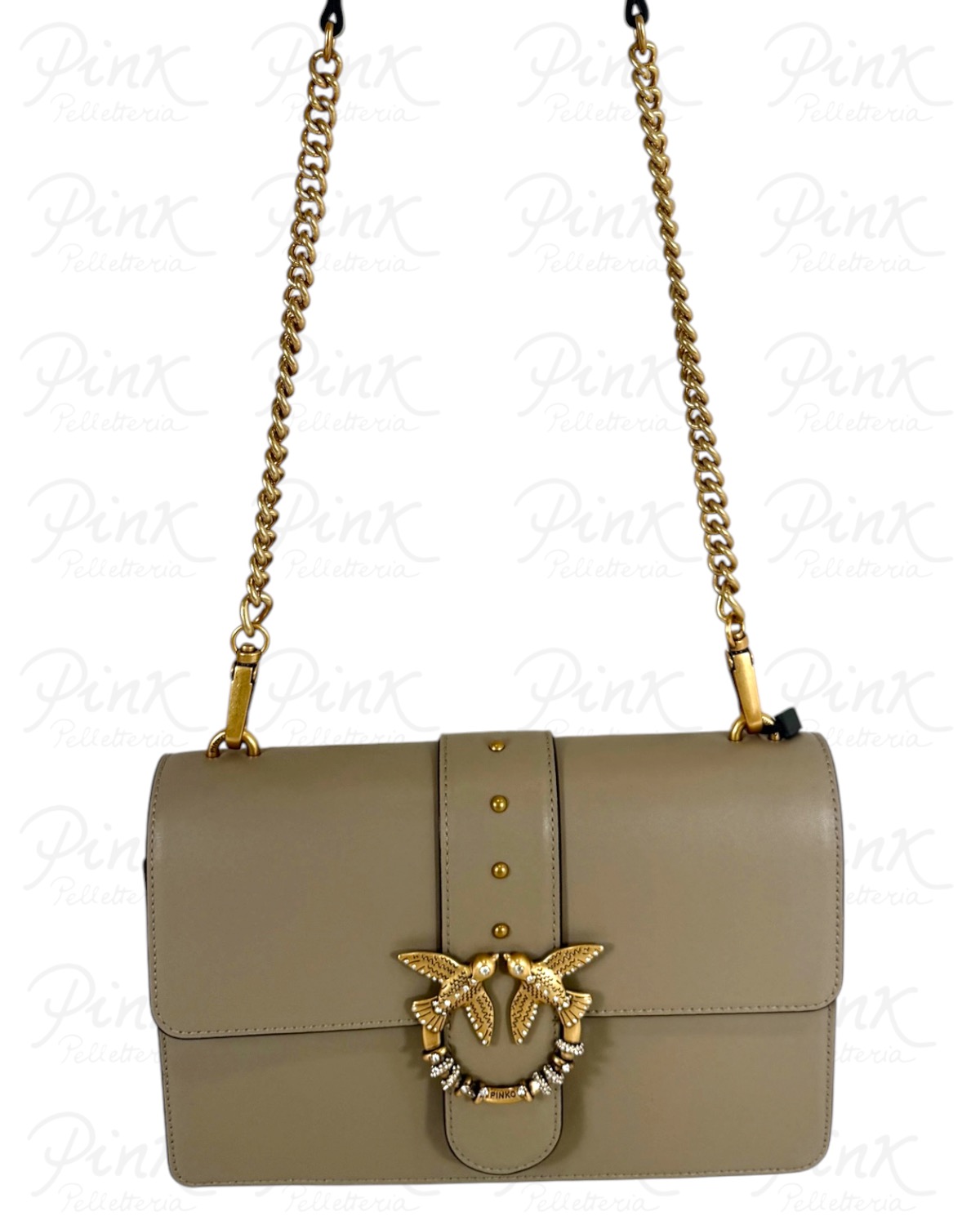 PINKO Love One Classic New Buckle 107070-A0F1-I49Q Grigio Talpa-Antique Gold - immagine 4