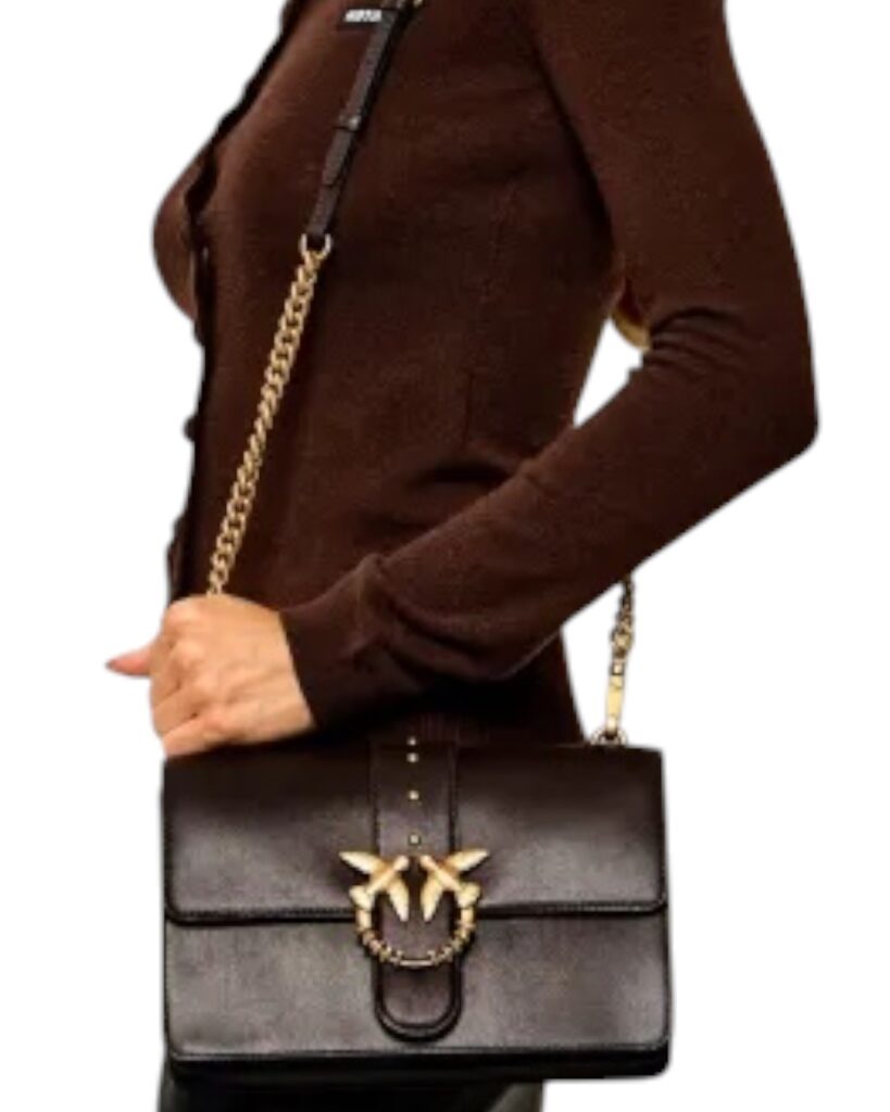 PINKO Love One Classic New Buckle 107070-A0F1-M12Q Marrone Marasca-Antique Gold