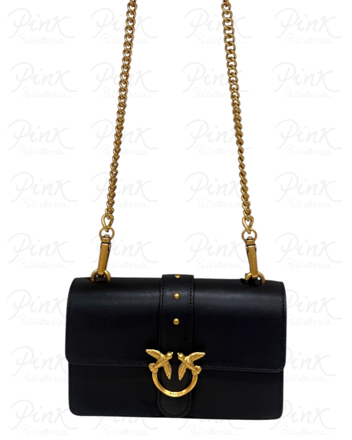 PINKO Love One Mini 107622-A0F1-Z99Q Nero-Antique Gold - immagine 4
