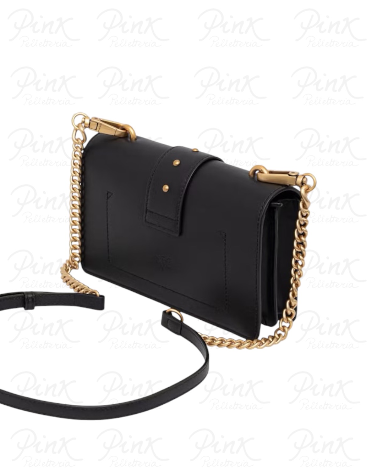 PINKO Love One Mini New Buckle 107071-A0F1-Z99Q Nero-Antique Gold - immagine 3
