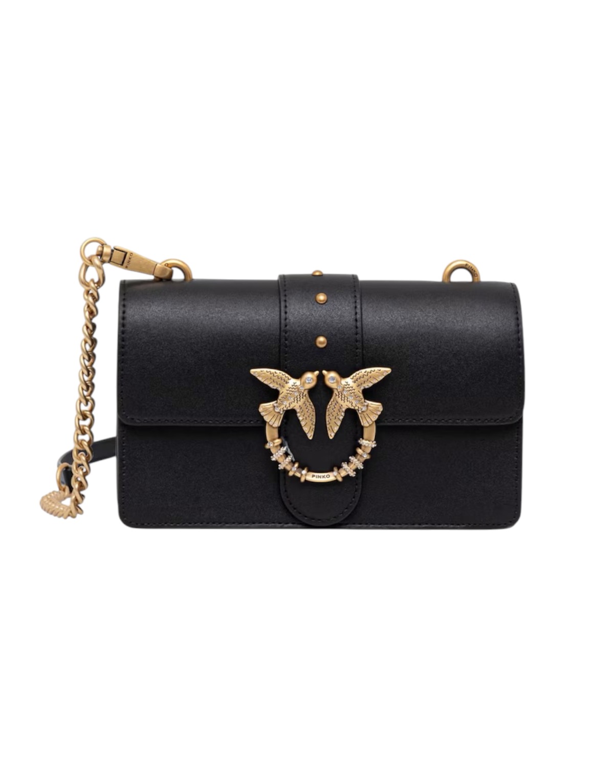 PINKO Love One Mini New Buckle 107071-A0F1-Z99Q Nero-Antique Gold