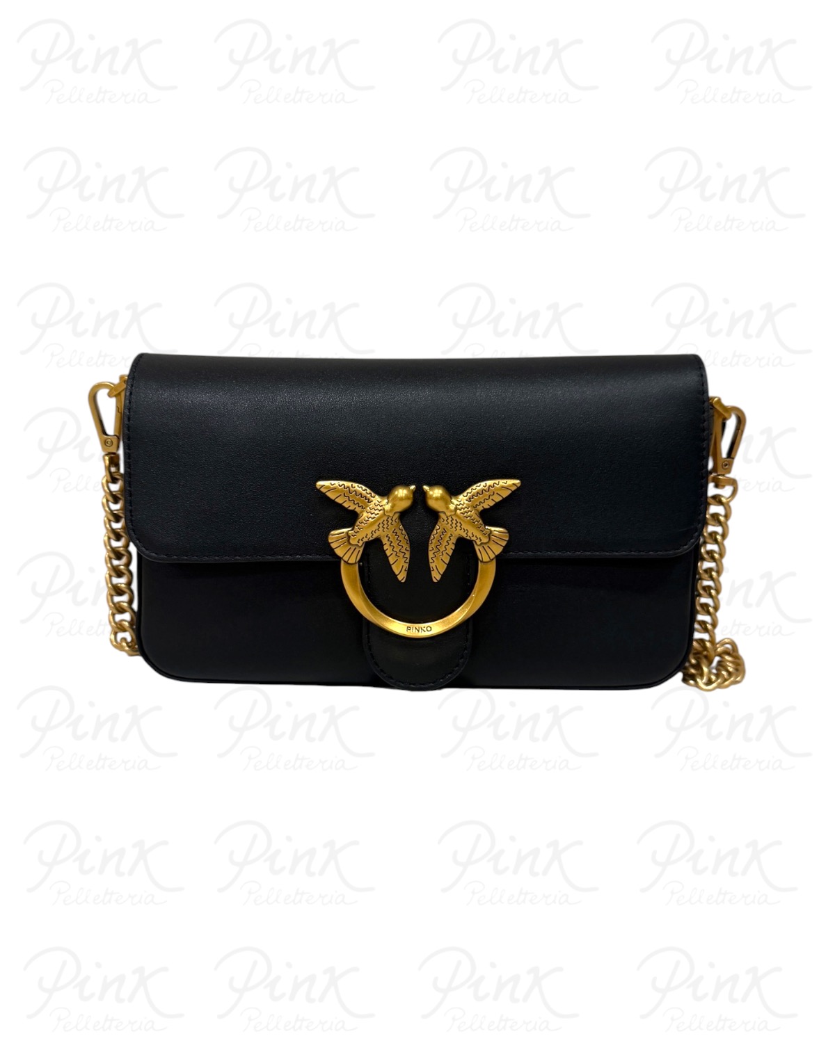 PINKO Love One Slouchy Mini 106244-A2JG-Z99Q Nero-Antique Gold