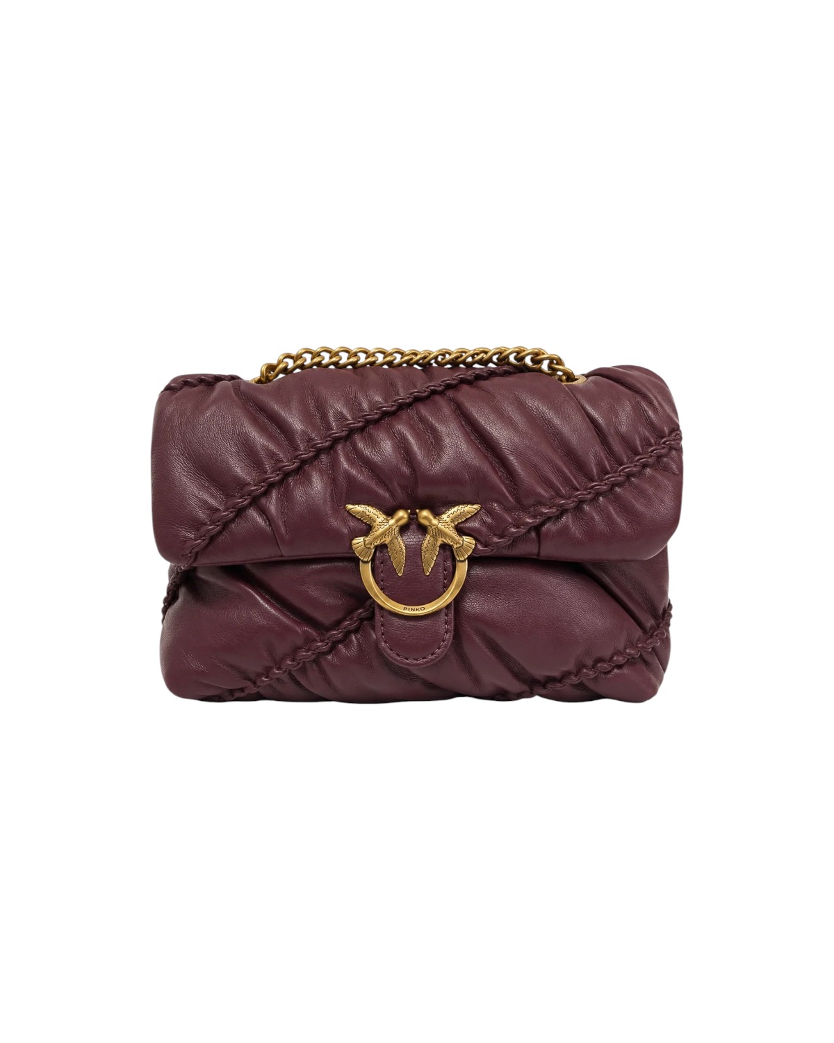 PINKO Love Puff Crinkle Mini 107162-A0F2-WW5Q Ribes Intenso-Antique Gold