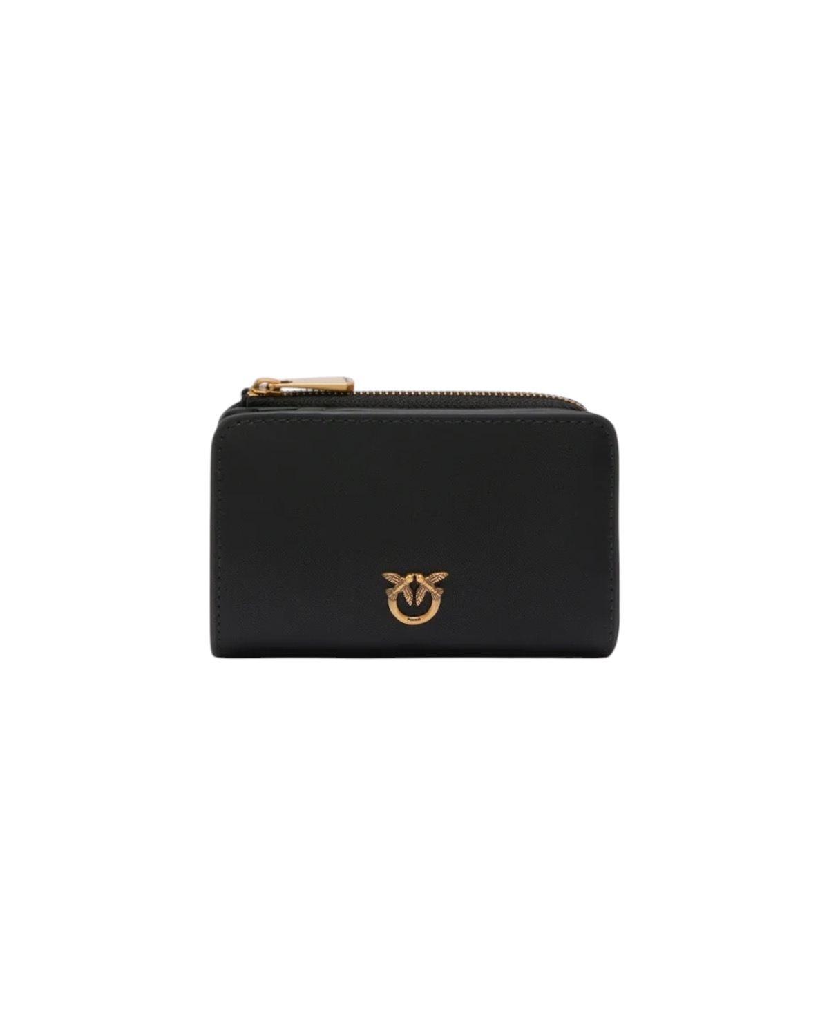 PINKO Mini Wallet Vitello Seta 106206-A0F1-Z99Q Nero-Antique Gold