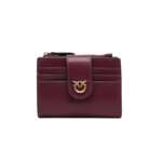PINKO Multi Purpose Wallet Vitello Seta 103610-A0F1-WW5Q Ribes Intenso-Antique Gold